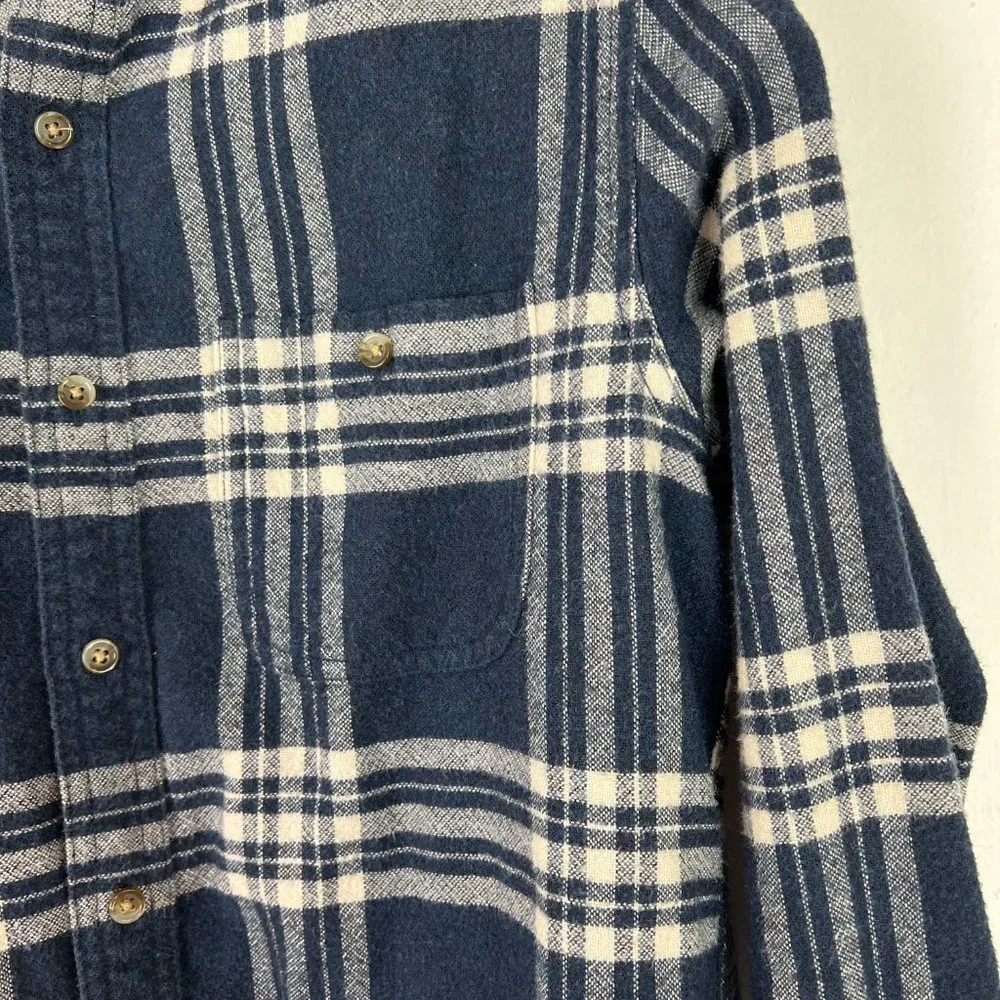 J. Crew Blue Plaid Flannel Buttondown Shirt w/ Elbow Patches Size Small S A964 - Picture 6 of 12